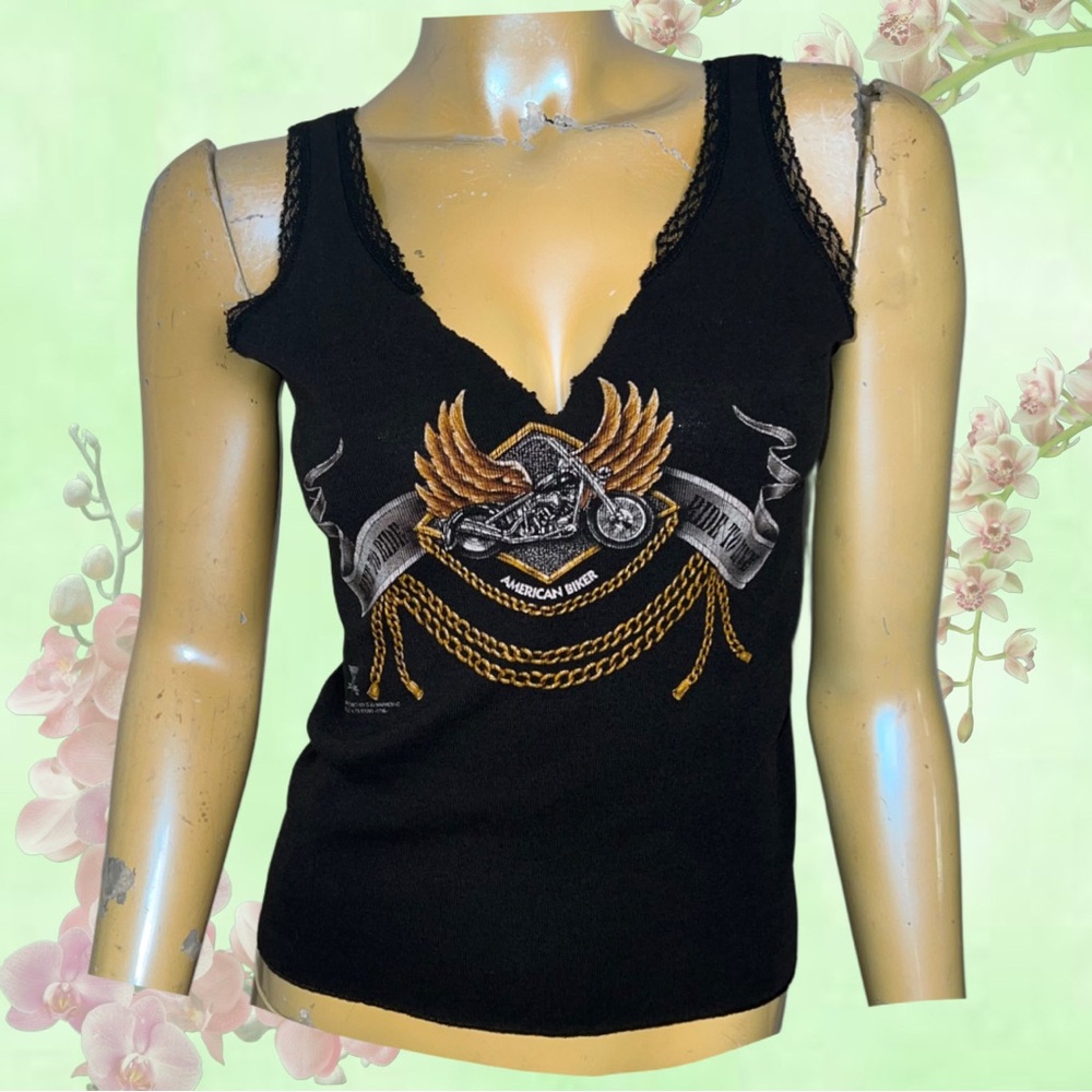 Live To Ride Distressed Cropped Tank Top